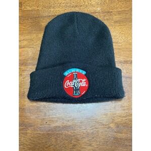 Coca-Cola Always Black Knit Beanie Hat Embroidered Logo Cuffed Stocking Cap